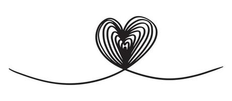 hand drawn heart with thin line, divider shape, Tangled grungy round scribble Isolated on white background.Vector illustration vector