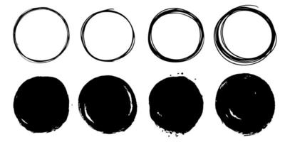 set of hand drawn vector doodle circle line sketch isolated on white background.