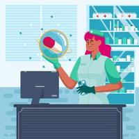 A Pharmacist Nurse Provides Prescribed Medicine In Her Office Concept vector