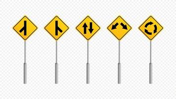 Warning Traffic Road Sign Collection Vector Illustration Template