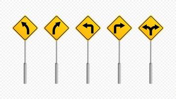 Warning Traffic Road Sign Collection Vector Illustration Template