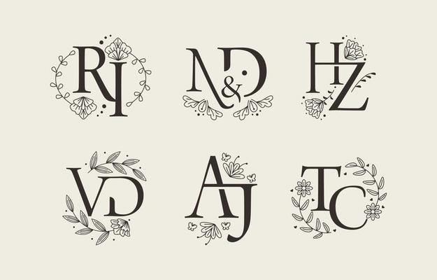 Free Vector  Beautiful wedding monogram logos