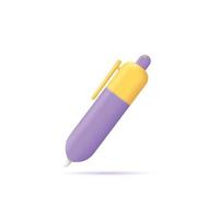 icono de pluma objeto 3d vector ilustración elemento de diseño