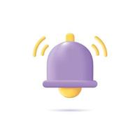 mensaje de notificación icono de campana icono de alerta y alarma ilustración vectorial 3d vector