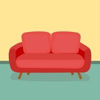 Sofa for modern living room reception or lounge single object flat cartoon design vector illustration.