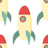 Kids toy vector seamless pattern. Rocket background. Childrens colorful texture  for wrapping, wallpaper, textile. Green, red, orange, brown colors.
