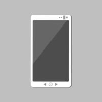 Smartphone with blank grey display icon. Mobile phone on grey background. Presentation template for mobile application or service. Isolated vector illustration closeup in flat design.