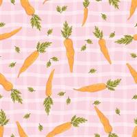 Cartoon carrot vector seamless pattern. Vegetable, healthy vegan food background. Easter theme texture.