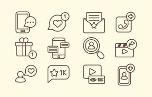 Reactions And Actions Outline Icon Set vector