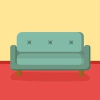 Sofa for modern living room reception or lounge single object flat cartoon design vector illustration.