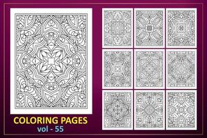 Coloring page mandala background. black and white coloring book pattern. vector