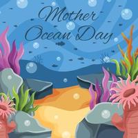 Mother Ocean Day Awareness Coral Background vector