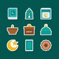 Ramadhan Month Flat Element Sticker Collection vector