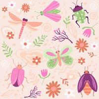 Bugs and Insects Handdrawn Pattern vector