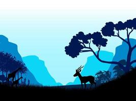 Silhouettes of wildlife in nature vector