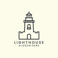 lighthouse with simple line style logo icon template design. tower, sea, beacon vector illustration