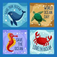 World Ocean Day Social Media Post Template vector