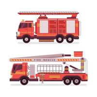 variaciones de diseño plano de camiones de bomberos vector