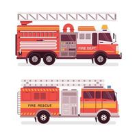 variaciones de diseño plano de camiones de bomberos antiguos vector