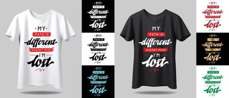 T-shirt design mockup. New black and white typography t-shirt design with mockup in different color vector