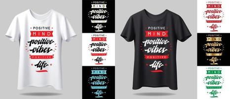 T-shirt design mockup. New black and white typography t-shirt design with mockup in different color vector