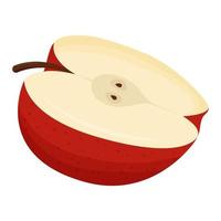 Half of red apple isolated on white background. Flat vector illustration