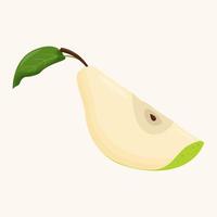 A piece of green pear isolated on white background. Flat vector illustration