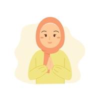 mujer musulmana usa hiyab para tarjetas de felicitación ramadán y eid al fitr vector