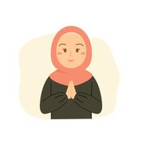 muslim woman wear hijab for greeting card ramadan and eid al fitr vector