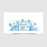 Flat illustration online learning and education template