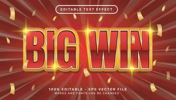 Editable text effect - big win 3d style concept vector