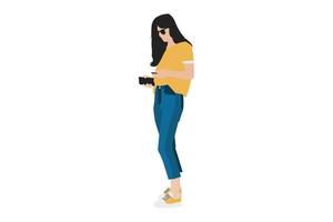 Vector illustration of casual women posing on the sidewalk