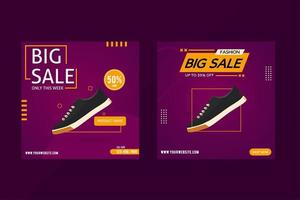 Shoe sale banner for social media post template and web banner vector