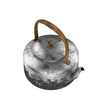 Thai kettle style had berned with wood handle 3D rendering photo