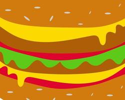 Beef or pork hamburger with cheese. tomato sauce and vegetable background. idea for your design about food. vector