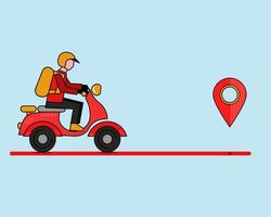 Social Distancing with COVID-19 crisis concept. A man rides a motorbike to delivery. Cartoon vector style for your design