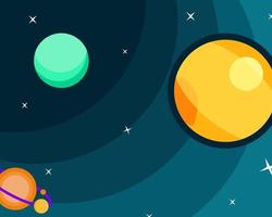 Flat design. space and planet concept. Cute template with planets and Stars in space. Cartoon vector style for your design.