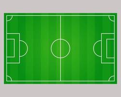 Top view. Green striped soccer field with markings. vector