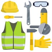 Set of clothes Builder and worker. vector