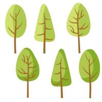 Set of green trees for a forest or Park. Landscape for the background. vector