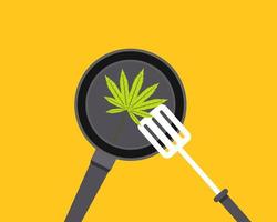 el cannabis deja color verde marihuana para el concepto de cocina. estilo de vector de dibujos animados para su diseño.