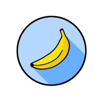 Banana icon. Yellow fruit in blue circle. vector