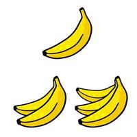 Banana icon. Set of Yellow fruit. vector