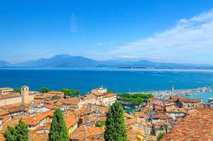 Aerial panoramic view of Desenzano del Garda town photo