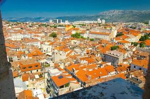 Top aerial view of Split old city buildings, Dalmatia, Croatia photo