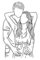 Happy Couple Boyfriend and Girlfriend Women Men Girl Line Art illustration vector