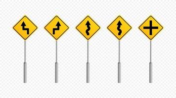 Warning Traffic Road Sign Collection Vector Illustration Template