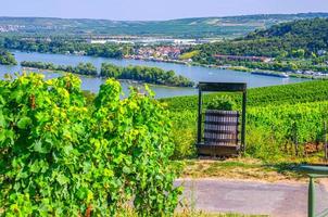 Aerial panoramic view of river Rhine Gorge or Upper Middle Rhine Valley winemaking region photo