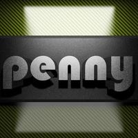 penny word of iron on carbon photo