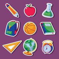 Set Of School Element Stickers vector